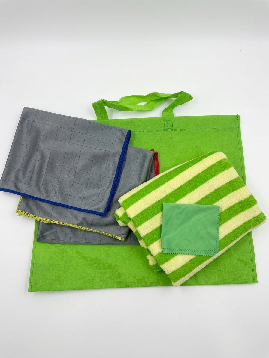 Set 3 panni in fibra di carbonio, 1 panno bambù per occhiali, 1 panno naturale di bambù 62x128cm