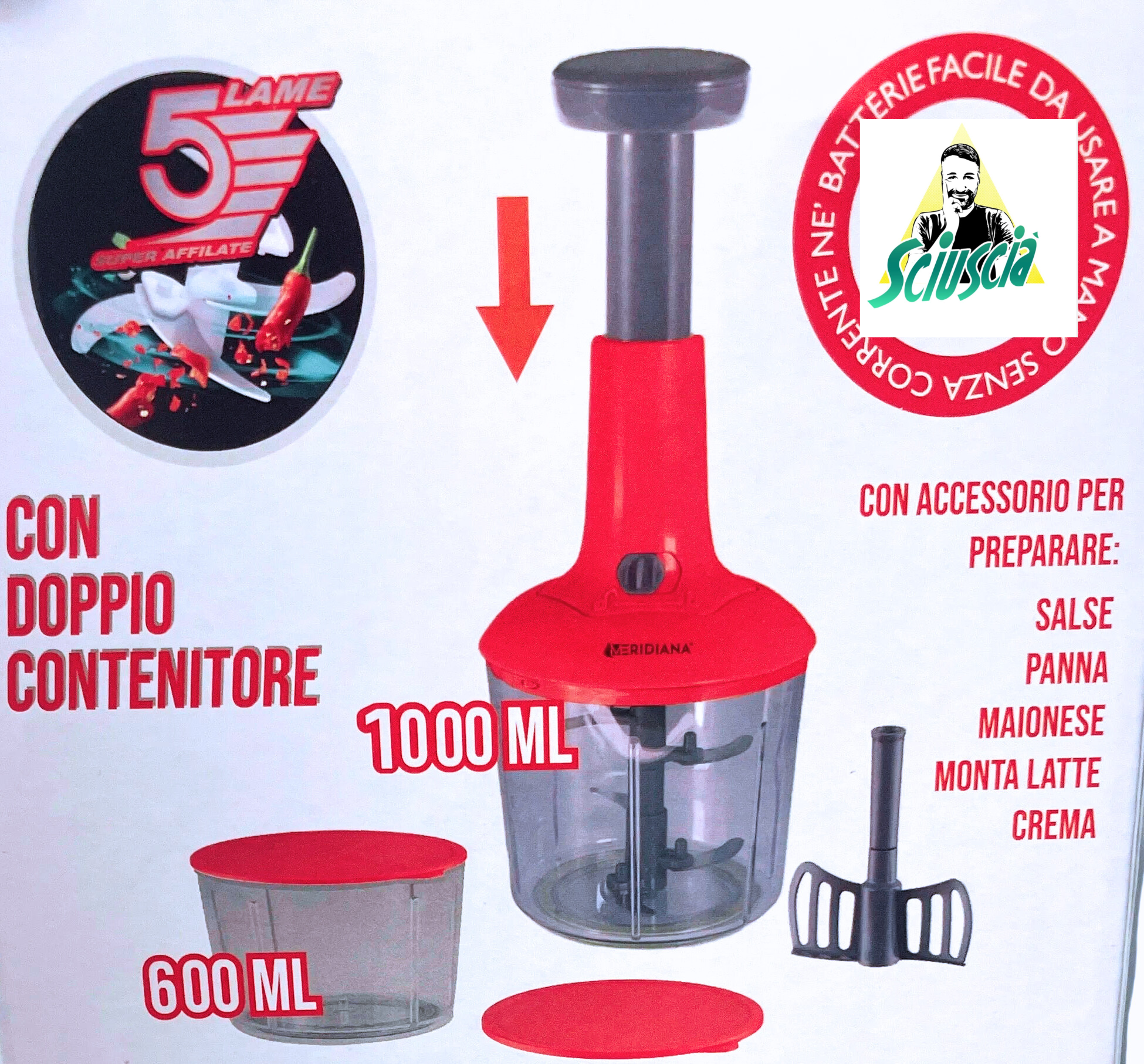 Tritatutto con manico taglio giardiniera