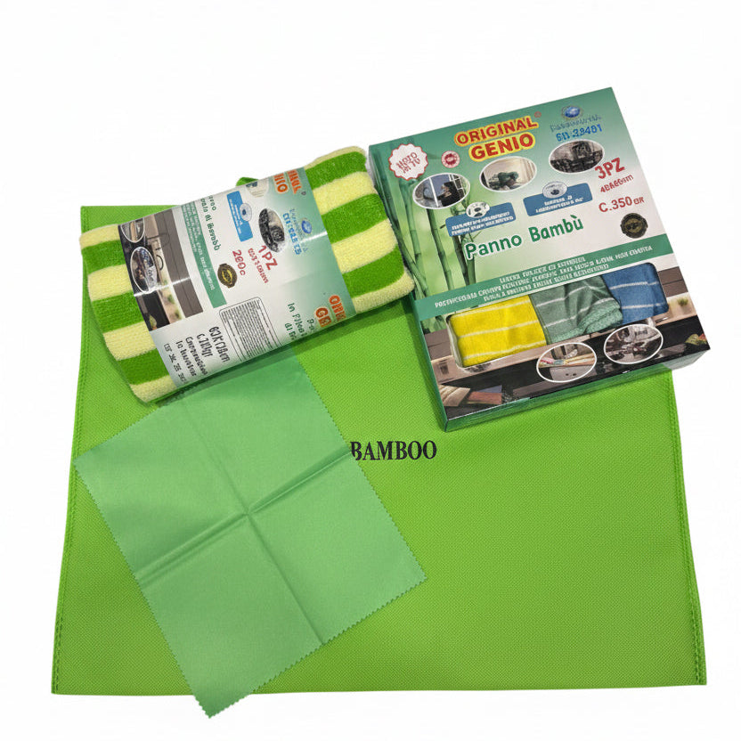 SET 5 PANNI BAMBOO CON BORSA