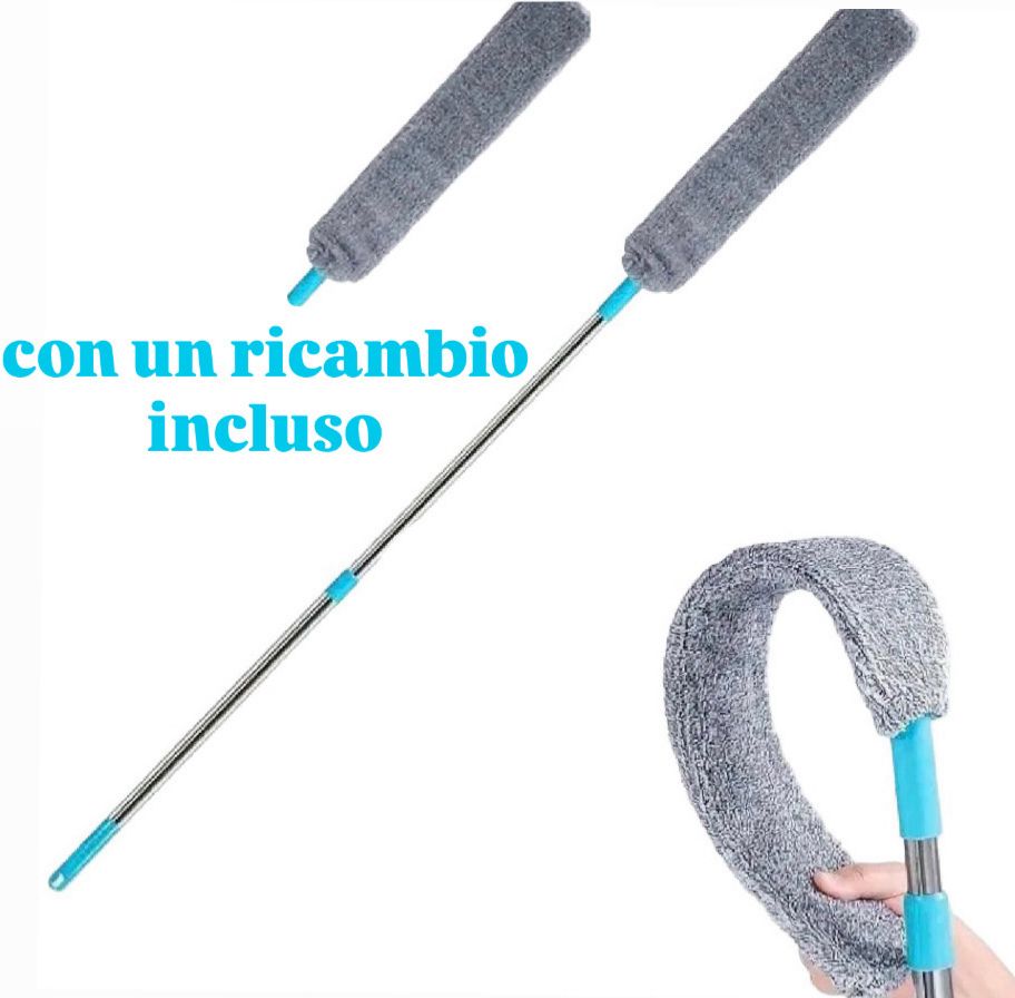 Pattina Flex Pro – Pulisci Polvere Estensibile per Casa – Scopa Flessibile con Microfibra e Ricambio Incluso